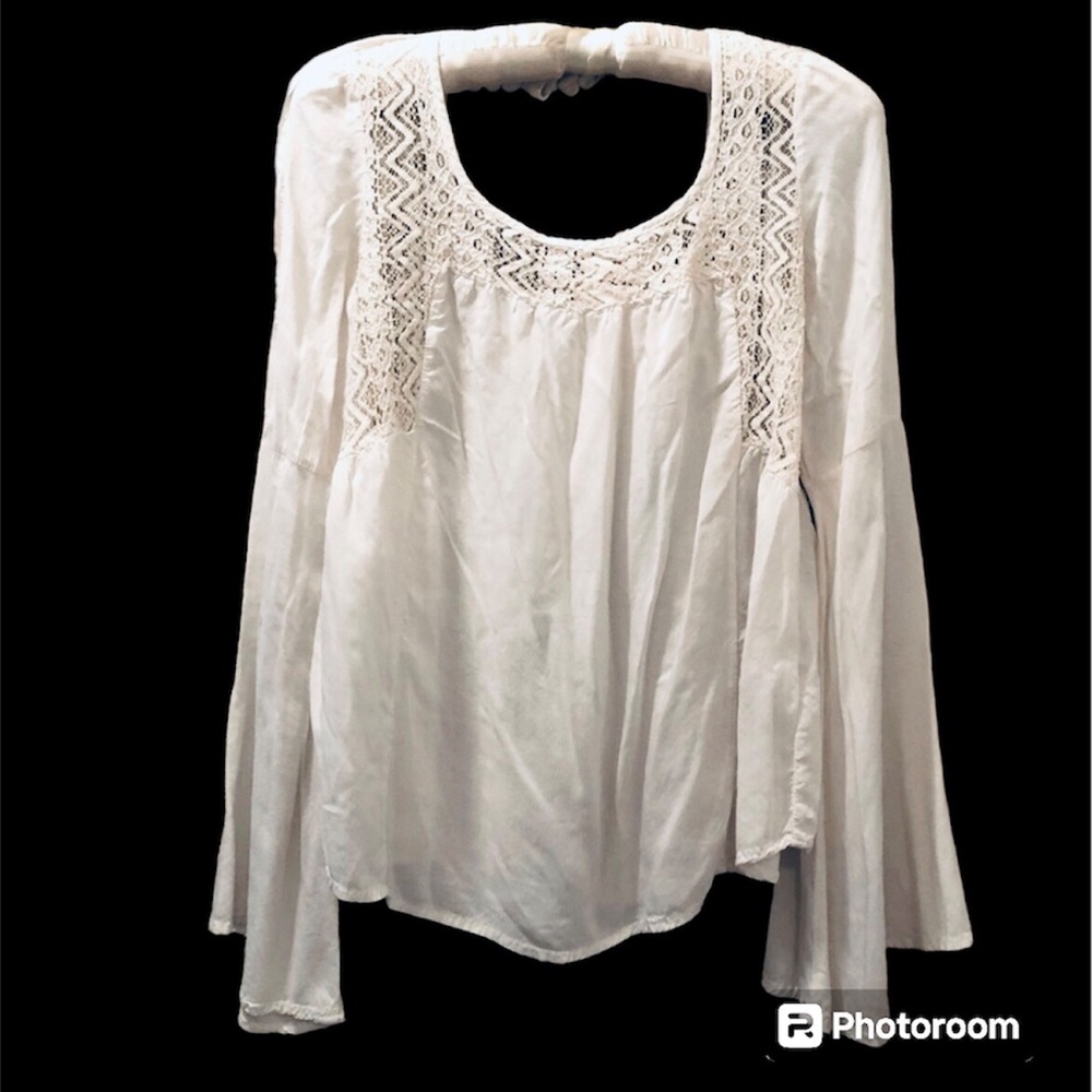 LA Hearts Blouse Embroidered White Small - Picture 1 of 8